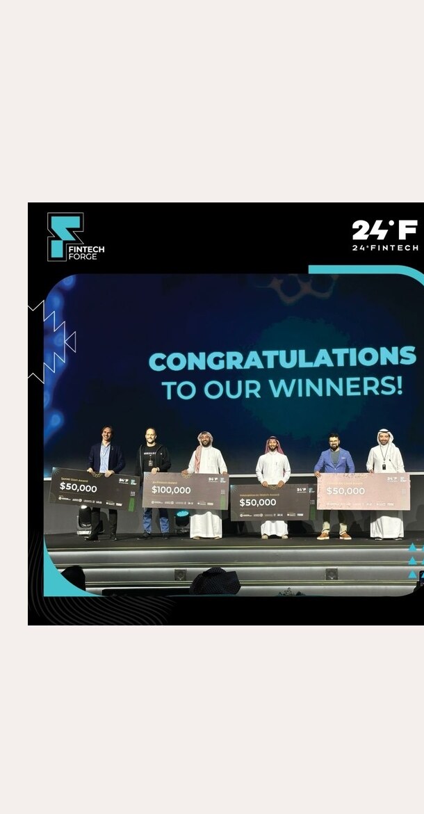 Abwab.ai on the winners stage at 24 Fintech, Riyadh