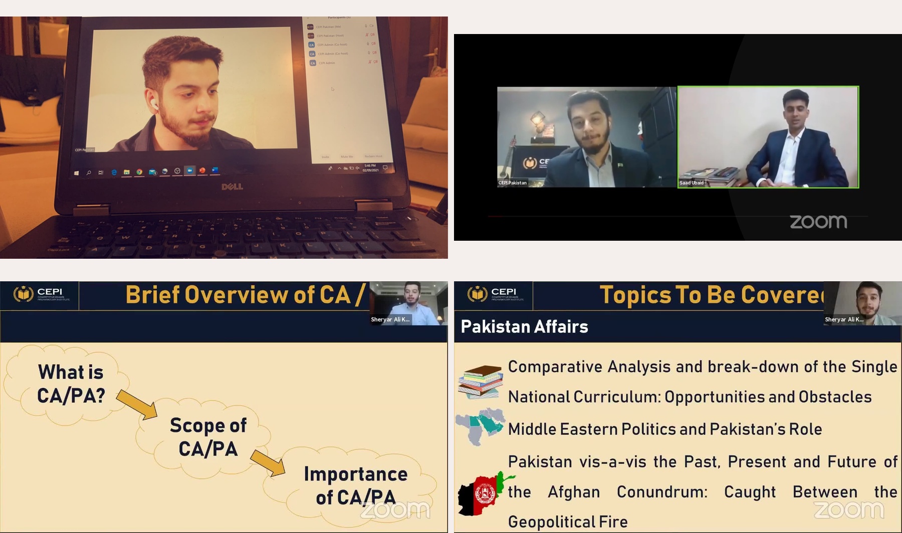 CEPI collage: I hosted and taught live, online.