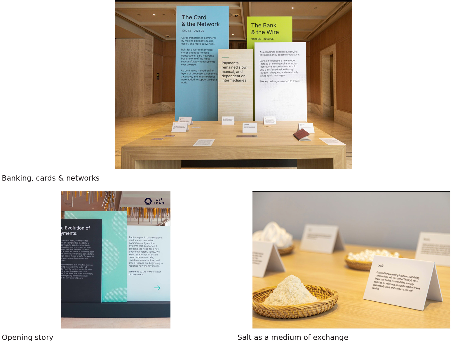 The Museum of Payments exhibition panels at the Pay by Bank activation