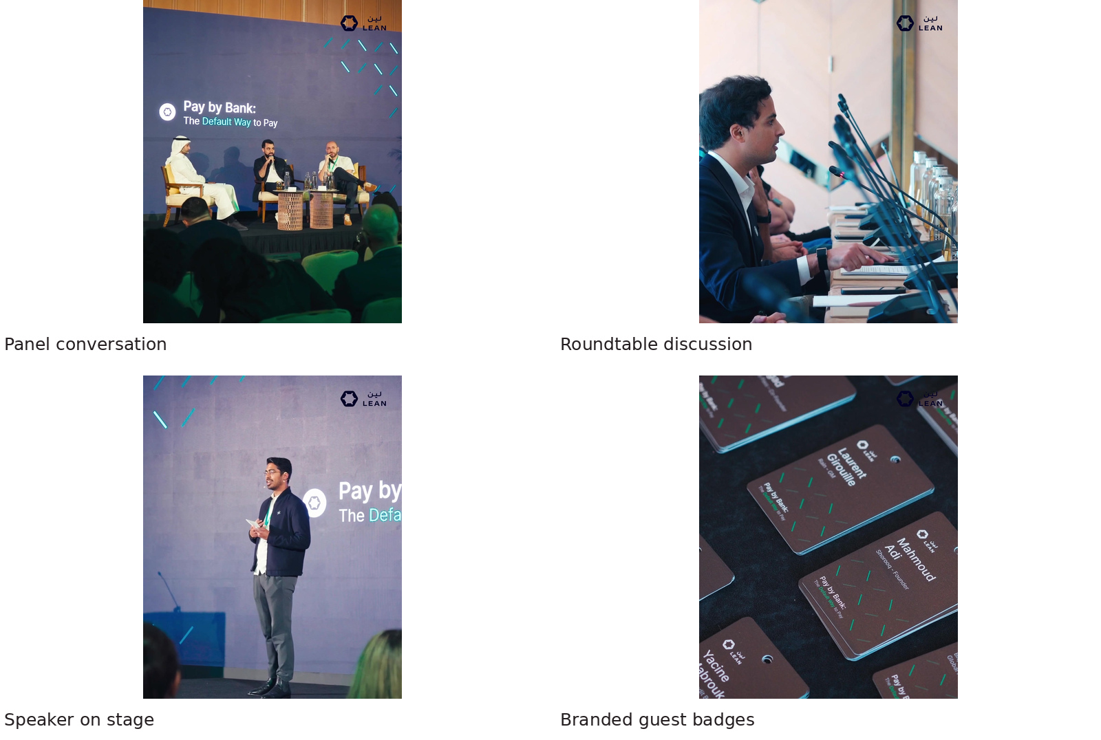 Delivered event: panel, roundtable, speaker and guest badges