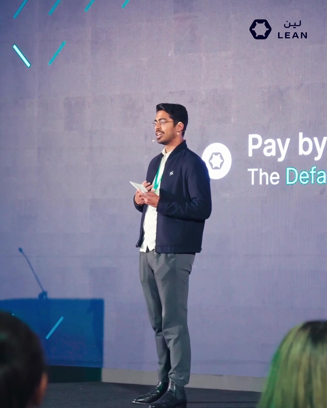 Sheryar on stage at Lean's Pay by Bank: The Default Way to Pay event