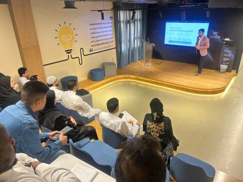 Mentoring founders on stage at Tech Champions 5, Jeddah